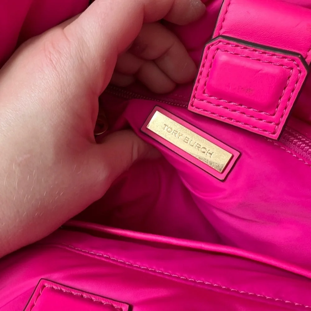 Tory Burch Ella Mini Puffer Tote Hot Pink